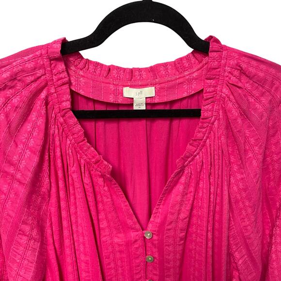 J. Jill Button Front Ruffle Neck Tiered Dress Pink Floral Print Womens 3X - Picture 4 of 7